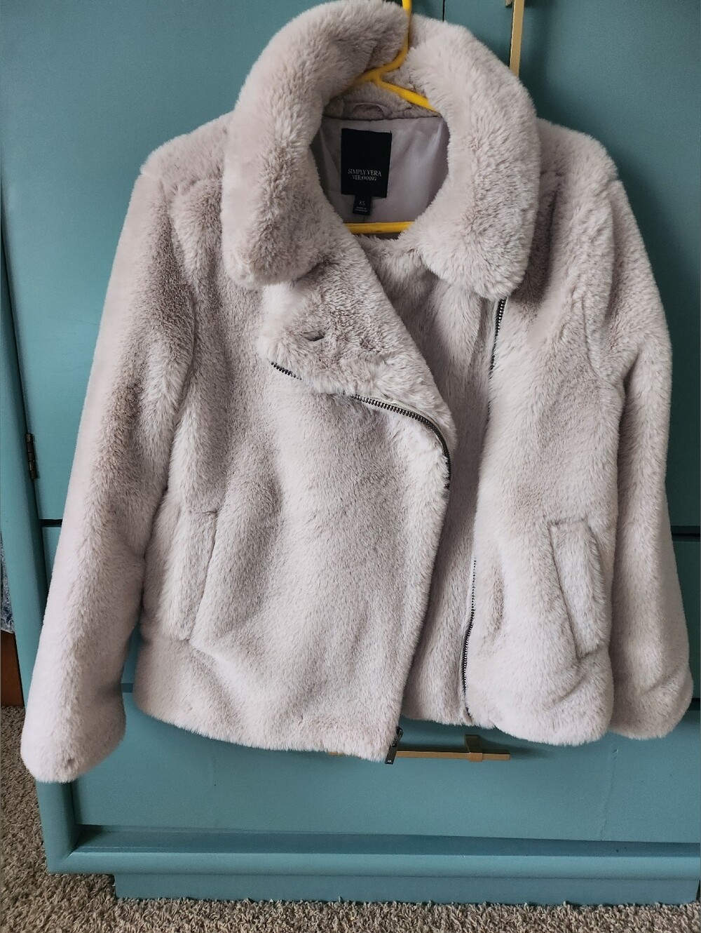 Chelsea28 Plush Faux Fur Zip Jacket in Light Blush